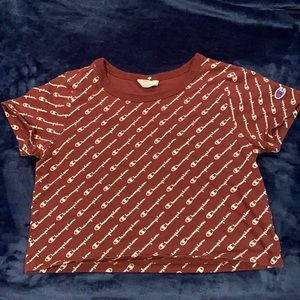 Maroon Champion Cropped Shirt